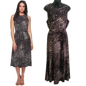 Ralph Lauren Black and White Patterned Midi Dress